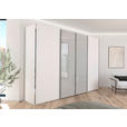 SCHWEBETÜRENSCHRANK 316/235/68 cm 4-türig Grau, Weiß  - Chromfarben/Weiß, KONVENTIONELL, Glas/Holzwerkstoff (316/235/68cm) - Novel