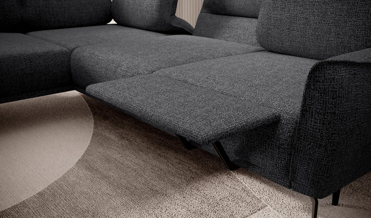 SOFFA i flatväv antracit  - svart/antracit, Design, metall/trä (212x267/105/103cm) - Stylife