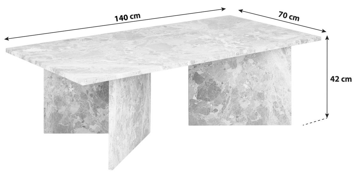 COUCHTISCH in Stein 140/70/42 cm  - Creme, Design, Stein (140/70/42cm) - Livetastic