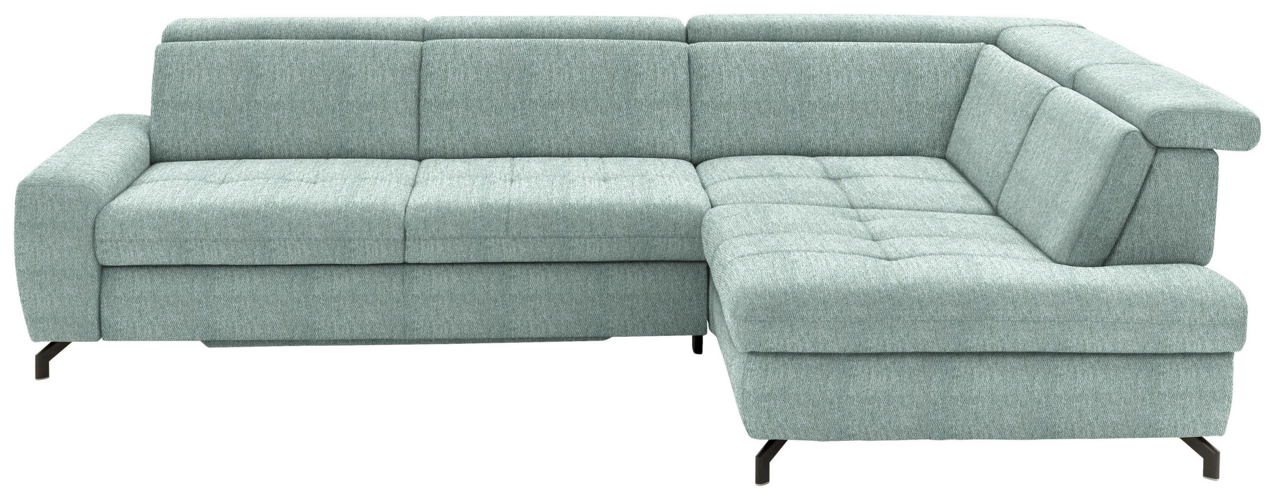 ECKSOFA in Chenille Mintgrün  - Schwarz/Mintgrün, Design, Textil/Metall (310/220cm) - Beldomo Style