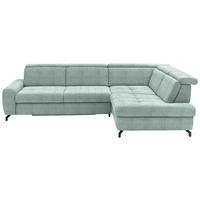 ECKSOFA in Chenille Mintgrün  - Schwarz/Mintgrün, Design, Textil/Metall (310/220cm) - Beldomo Style