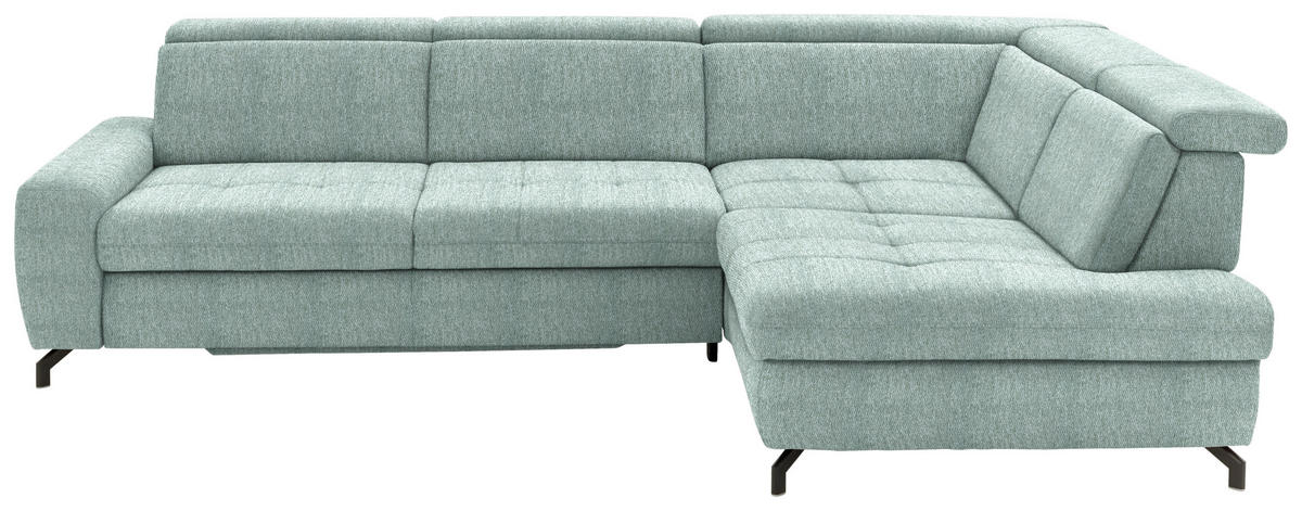 ECKSOFA in Chenille Mintgrün  - Schwarz/Mintgrün, Design, Textil/Metall (310/220cm) - Beldomo Style