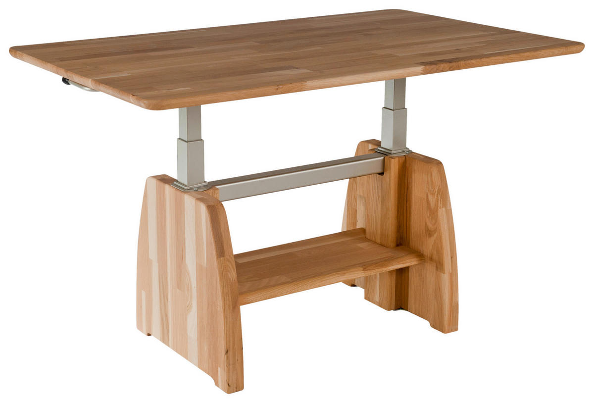COUCHTISCH Wildeiche massiv 105/65/47-66 cm rechteckig Eichefarben  - Eichefarben, MODERN, Holz/Metall (105/65/47-66cm)