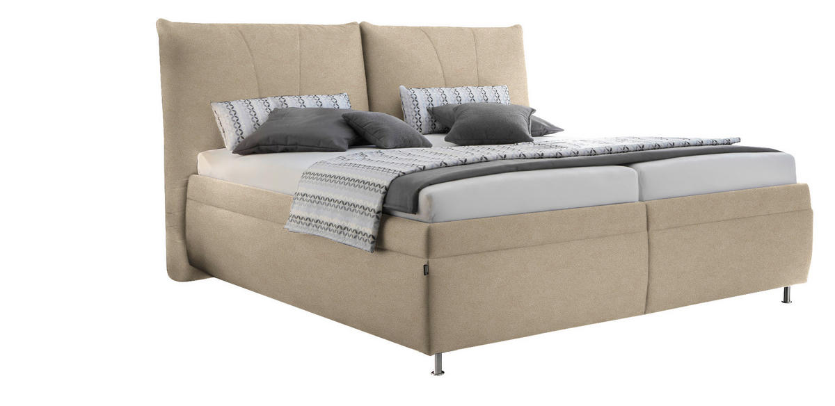POLSTERBETT 200/200 cm  in Beige  - Weiss/Beige, Konventionell, Holz/Textil (200/200cm) - Dieter Knoll