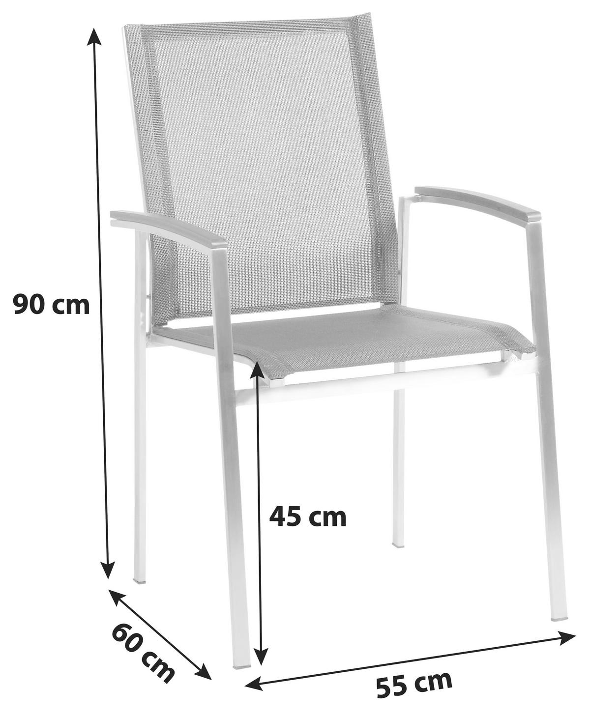 GARTENGARNITUR Edelstahl  - Edelstahlfarben/Grau, Basics, Keramik/Kunststoff (200/75/100cm) - Acamp