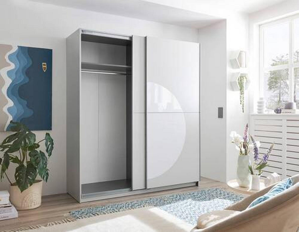SKŘÍŇ S POSUVNÝMI DVEŘMI, světle šedá, 170/195/60 cm - barvy stříbra/světle šedá, Moderní, kov/kompozitní dřevo (170/195/60cm) - Carryhome