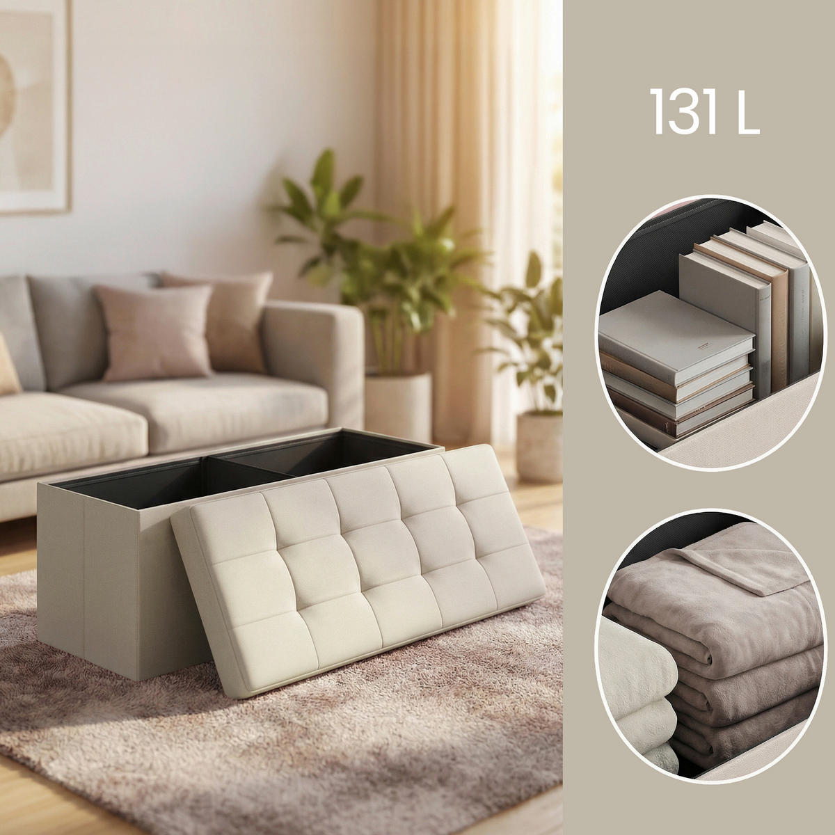 SITZBOX  - Creme, Trend, Textil (110/38/38cm) - Boxxx