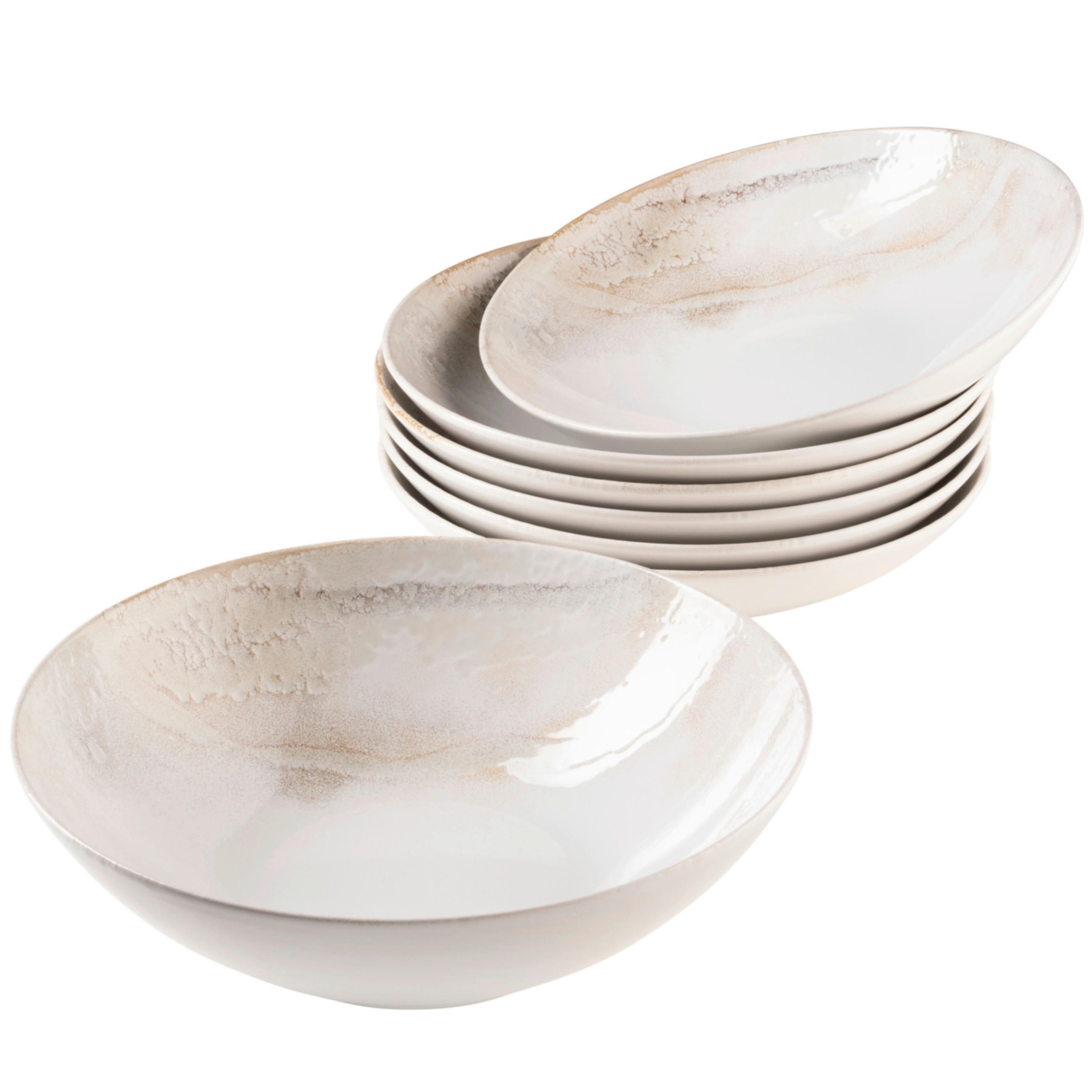 SALATSET  Ossia 7-teilig  - Beige, Basics, Keramik (35,5/36,5/31,5cm) - Mäser