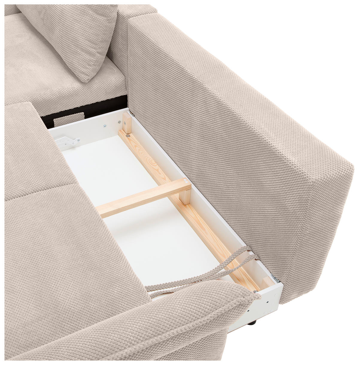 ECKSOFA in Chenille Creme  - Creme/Schwarz, Konventionell, Textil/Metall (164/255cm) - Carryhome