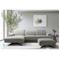 ECKSOFA PORTLAND in Struktur Grau Kopfteilverstellung  187/295 cm  - Schwarz/Grau, Design, Holz/Textil (187/295cm) - Livetastic