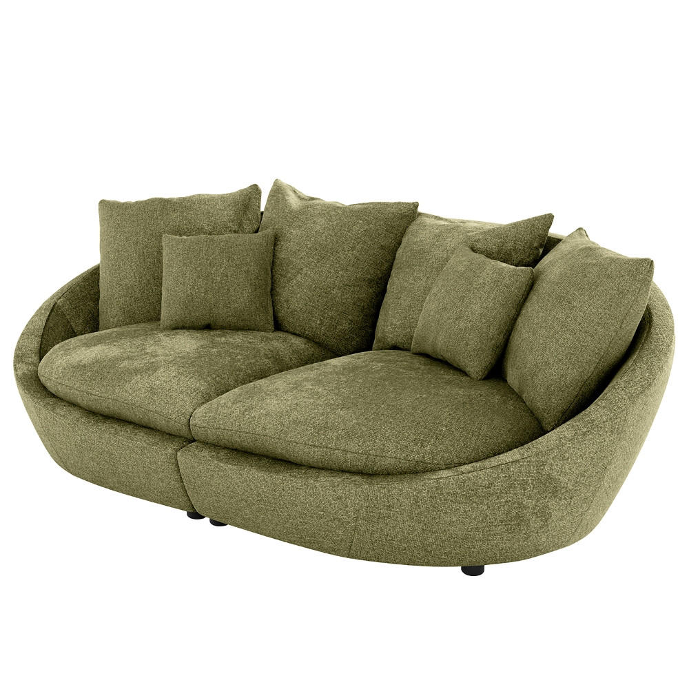 BIGSOFA in Chenille Grün - Schwarz/Grün, Modern, Kunststoff/Textil (237/87/131cm) - Trendmanufaktur
