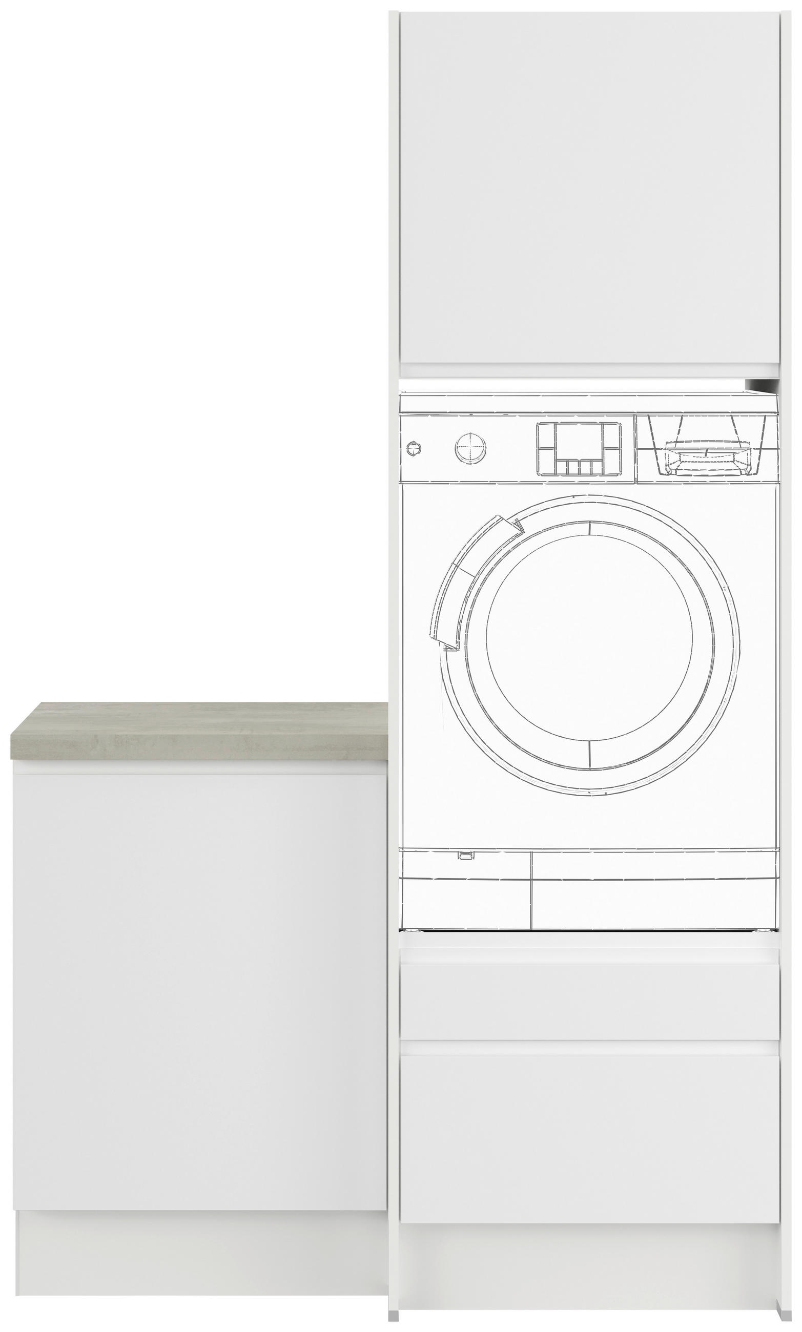 WASCHMASCHINENSCHRANK 123/206,2/58 cm  in Weiß  - Weiß, Basics, Holzwerkstoff (123/206,2/58cm) - Impuls