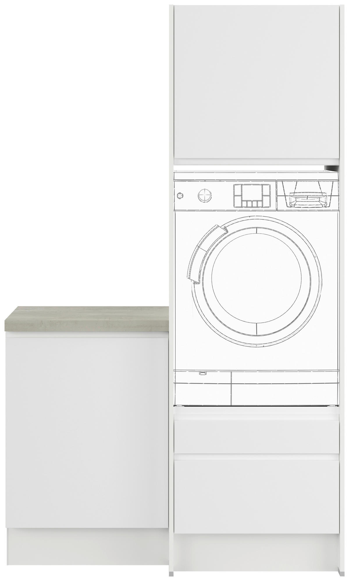 WASCHMASCHINENSCHRANK 123/206,2/58 cm Weiss  - Weiss, Basics, Holzwerkstoff (123/206,2/58cm) - Impuls