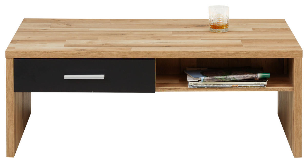 MĂSUȚĂ DE CAFEA material pe bază de lemn 110/64/40 cm   - culoare crom/culoare lemn stejar, Modern, metal/material pe bază de lemn (110/64/40cm) - Hom`in