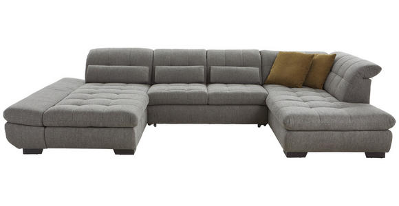 WOHNLANDSCHAFT Blau, Grau Mikrofaser - Blau/Schwarz, Design, Textil/Metall (204/350/211cm) - Xora