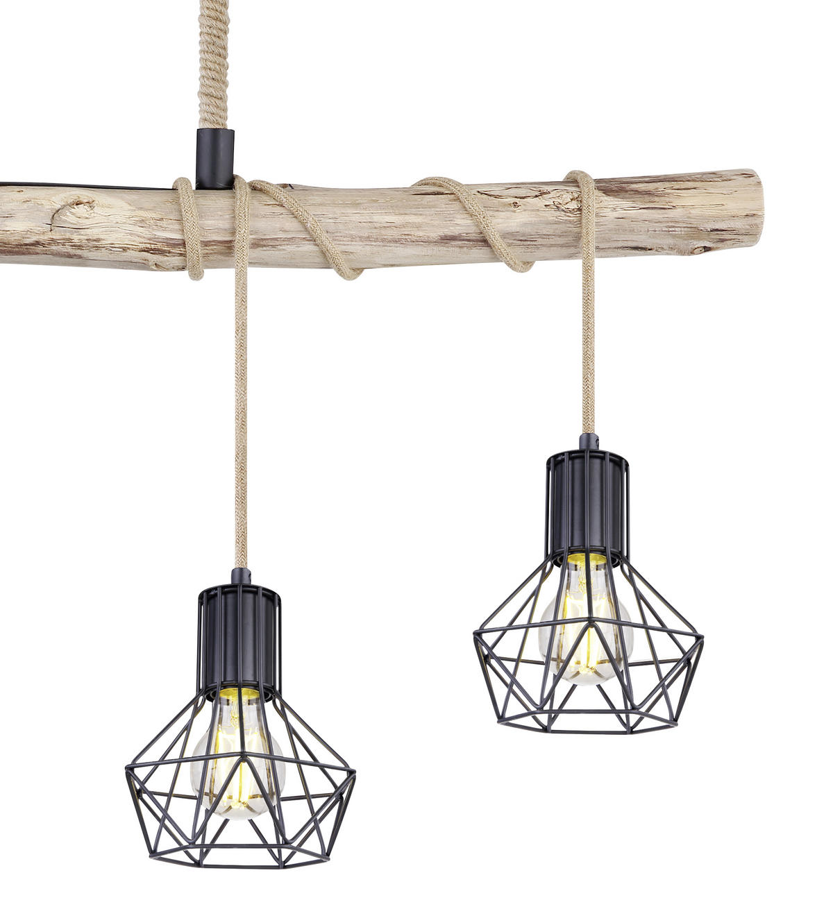 HÄNGELEUCHTE 100/15/120 cm  - Schwarz/Naturfarben, Natur, Holz/Metall (100/15/120cm) - Marama