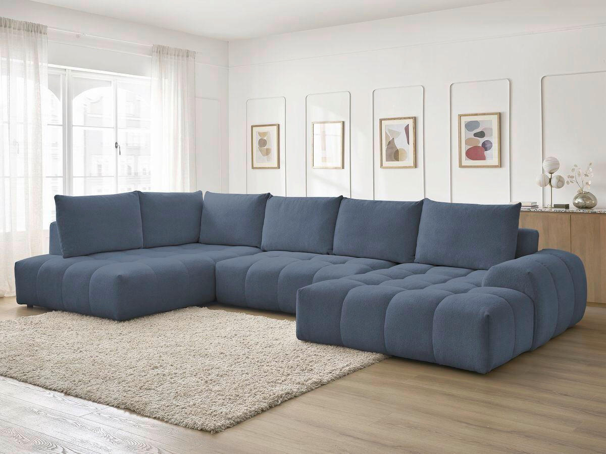 ECKSCHLAFSOFA EVEREST  mit Rücken echt, Armteil links, Armteil rechts Flachgewebe Dunkelblau  - Schwarz/Dunkelblau, MODERN, Kunststoff/Textil (212/423/198cm)