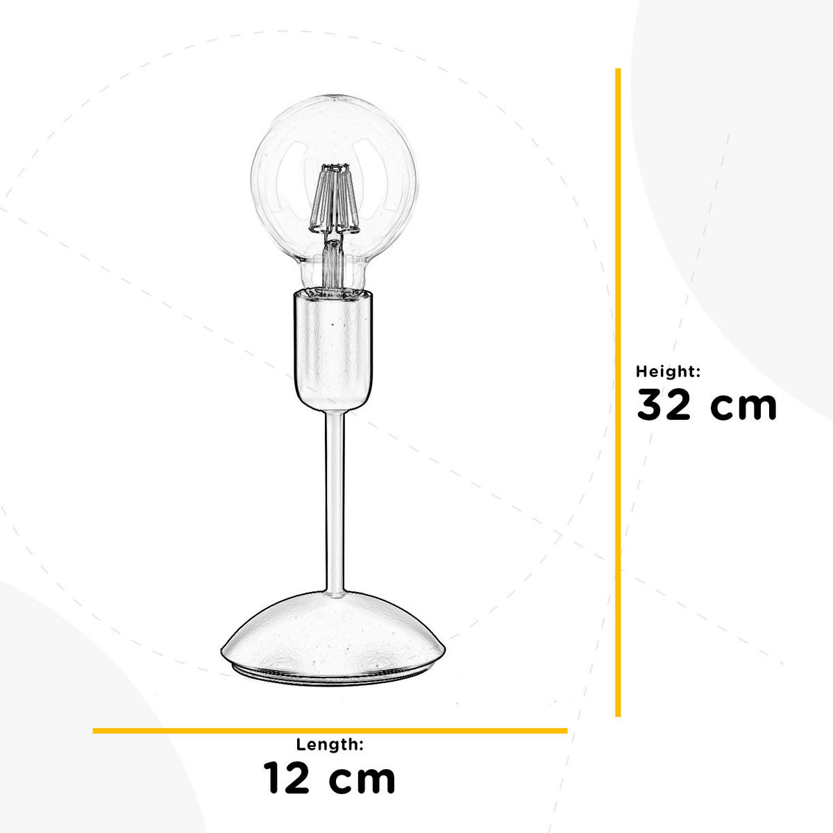 TISCHLEUCHTE 12/32 cm   - Schwarz, KONVENTIONELL, Metall (12/32cm)