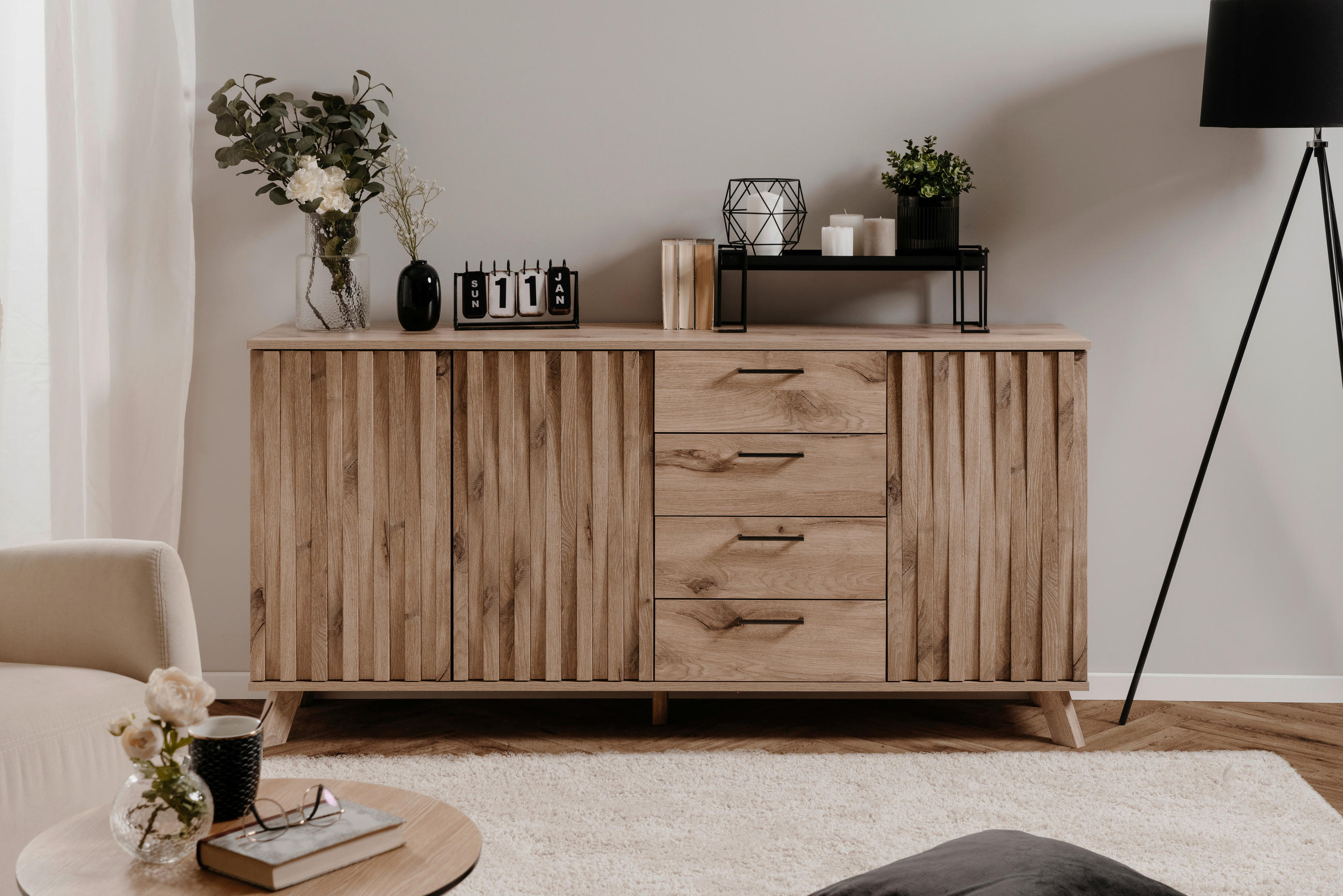 SIDEBOARD  in 175/85/40 cm  - Eichefarben, LIFESTYLE, Holzwerkstoff/Metall (175/85/40cm) - MID.YOU