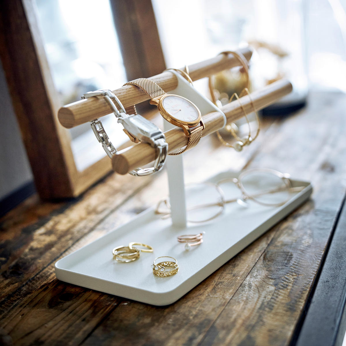 SCHMUCKHALTER - Weiss, Basics, Holz/Metall (24/10,5/13,5cm)