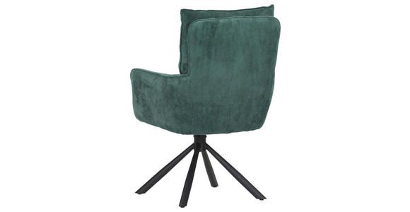 ARMLEHNSTUHL  Stoffauswahl, Sitzfläche 360° drehbar, automatische Rückholfunktion Cord  - Schwarz/Grün, Design, Textil/Metall (60/95/62cm) - Novel