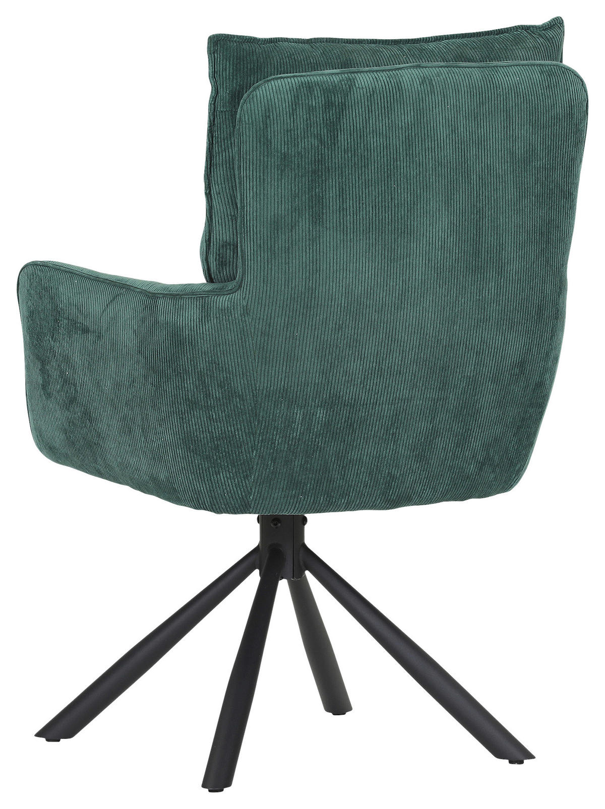 ARMLEHNSTUHL  Stoffauswahl, Sitzfläche 360° drehbar, automatische Rückholfunktion Cord  - Schwarz/Grün, Design, Textil/Metall (60/95/62cm) - Novel