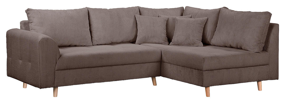ECKSOFA inkl. Hocker Ariella Braun Cord  - Naturfarben/Braun, Design, Holz/Textil (231/161cm) - Livetastic