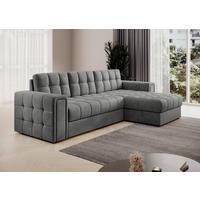 ECKSOFA Samt Grau  - Schwarz/Grau, Design, Kunststoff/Textil (260/150cm) - MID.YOU