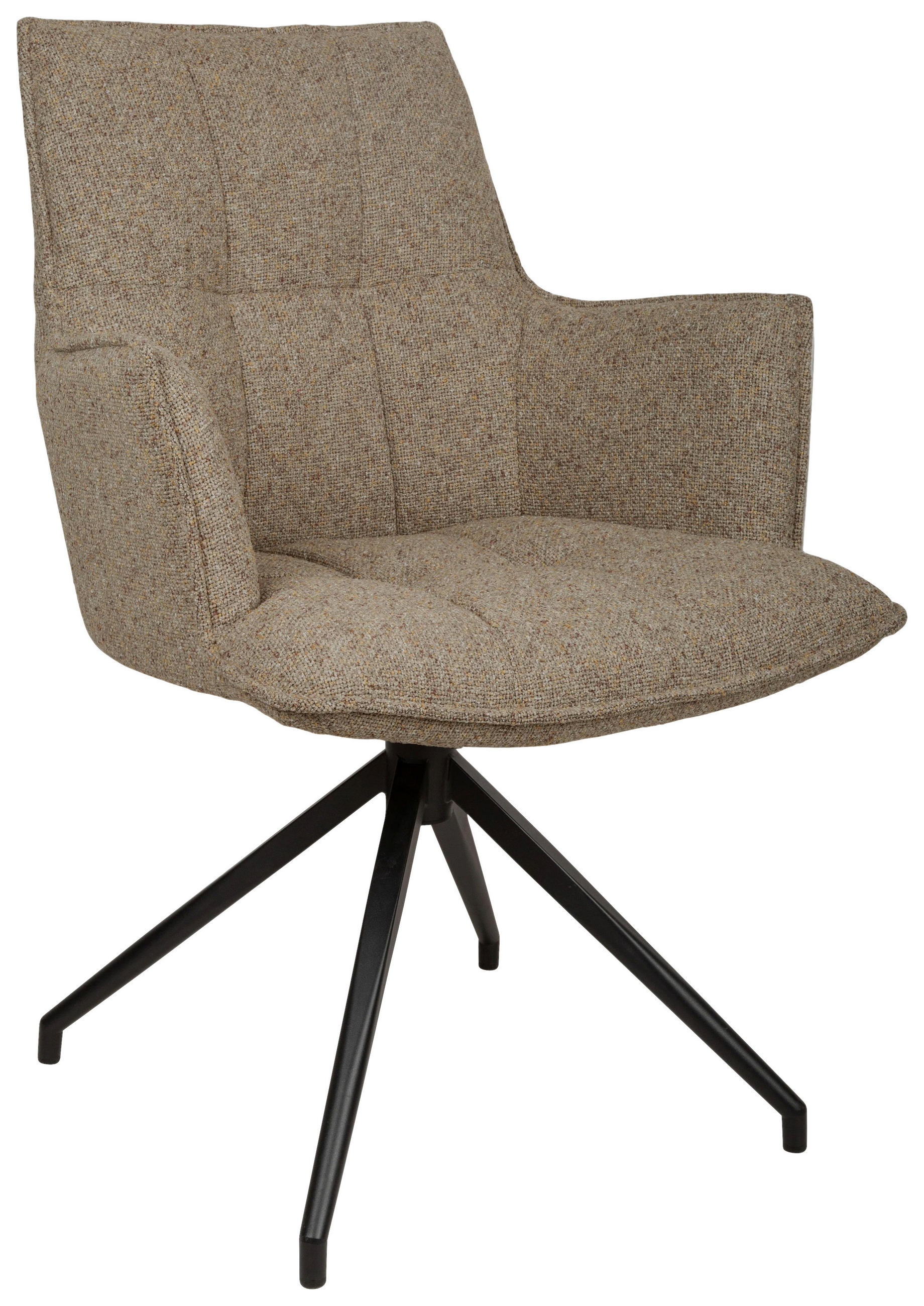 ARMLEHNSTUHL  Sitzfläche 360° drehbar, automatische Rückholfunktion Leinenoptik  Schwarz, Taupe  - Taupe/Schwarz, Design, Textil/Metall (59/89,5/63cm) - Novel
