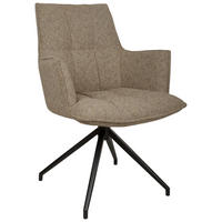 ARMLEHNSTUHL  Sitzfläche 360° drehbar, automatische Rückholfunktion Leinenoptik  Schwarz, Taupe  - Taupe/Schwarz, Design, Textil/Metall (59/89,5/63cm) - Novel