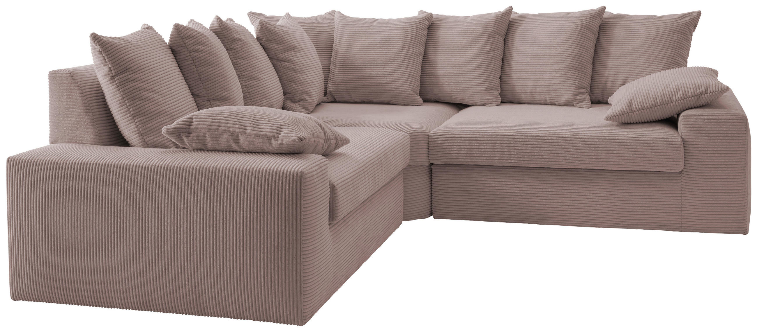 ECKSOFA Rosa Cord  - Schwarz/Rosa, Design, Kunststoff/Textil (236/236cm) - Livetastic