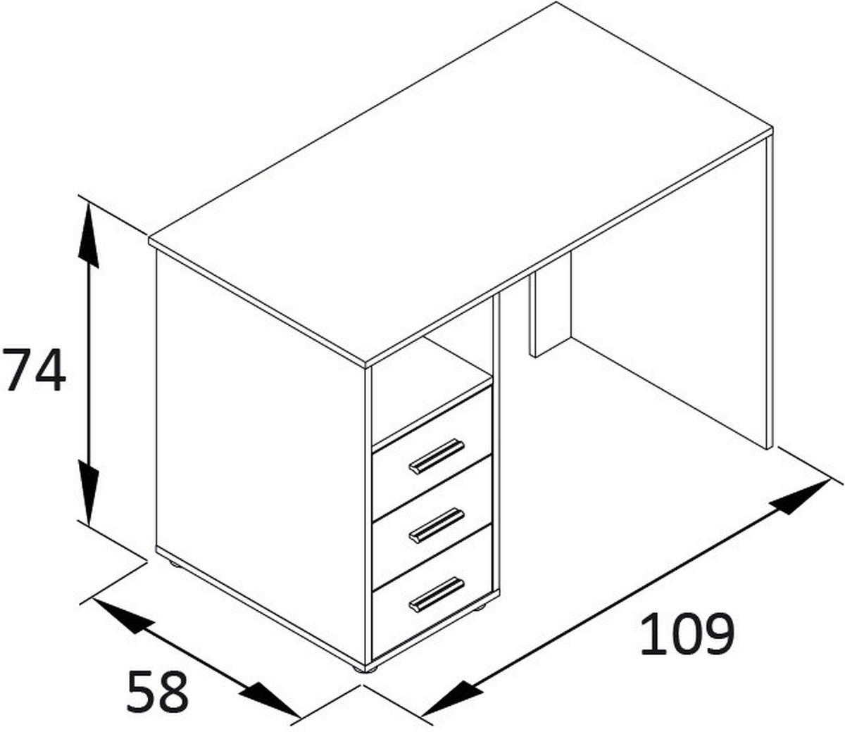 SCHREIBTISCH 109/58/74 cm  in Weiß  - Weiß, MODERN, Holz/Holzwerkstoff (109/58/74cm) - Livetastic