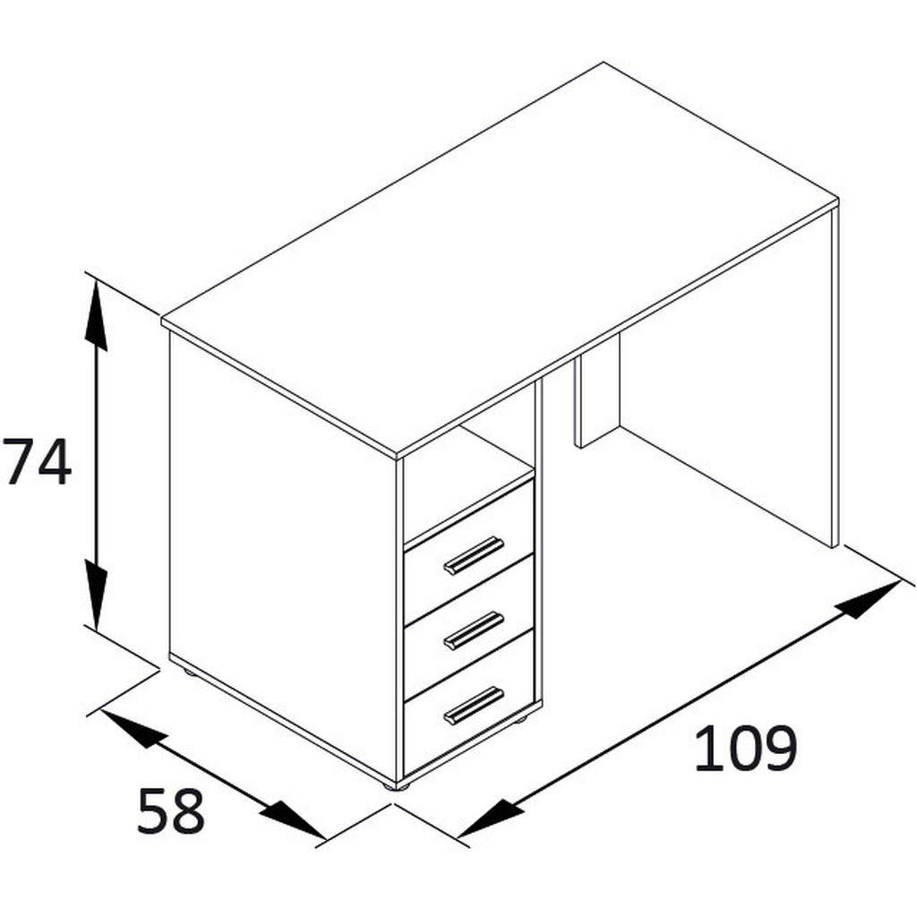Thumbnail - Livetastic Schreibtisch, Weiß, Holz, Eiche, massiv, 3 Schubladen, rechteckig, Wange, 58x74x109 cm, Arbeitszimmer, Schrei...