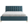 POLSTERBETT Lattenrost, Bettkasten Blau 140/200 cm  - Blau/Eichefarben, KONVENTIONELL, Holz/Textil (140/200cm) - Hom`in