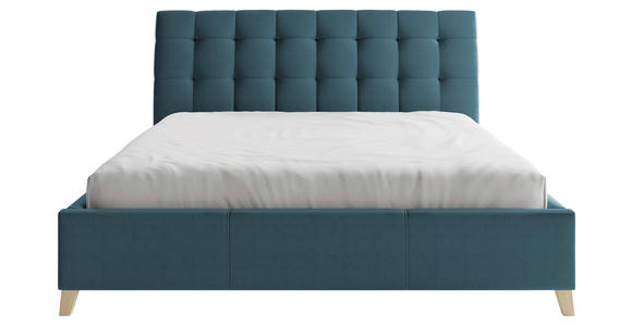 POLSTERBETT Lattenrost, Bettkasten Blau 140/200 cm - Blau/Eichefarben, KONVENTIONELL, Holz/Textil (140/200cm) - Hom`in