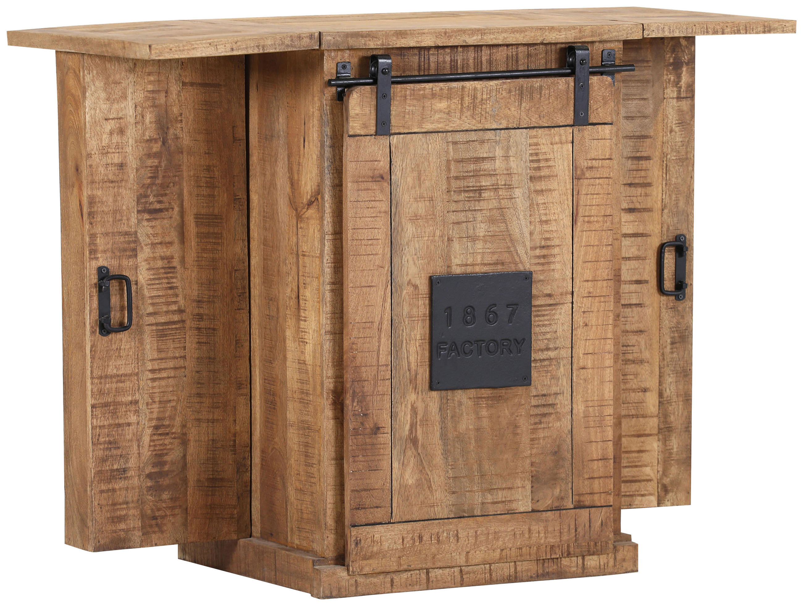 BAR Mangoholz massiv Naturfarben, Schwarz  - Schwarz/Naturfarben, LIFESTYLE, Holz/Metall (60/94/52cm) - Landscape