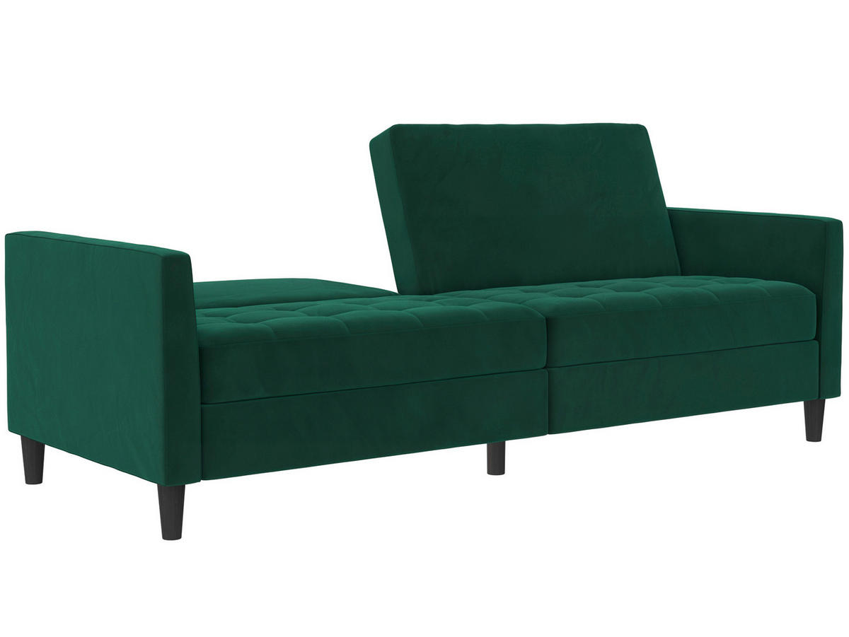 SCHLAFSOFA Velours Dunkelgrün  - Dunkelgrün/Schwarz, Basics, Kunststoff/Textil (207/86/86cm) - Livetastic