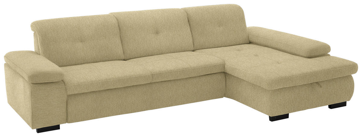 ECKSOFA in Flachgewebe Honig  - Schwarz/Honig, Design, Textil/Metall (297/174cm) - Beldomo Style