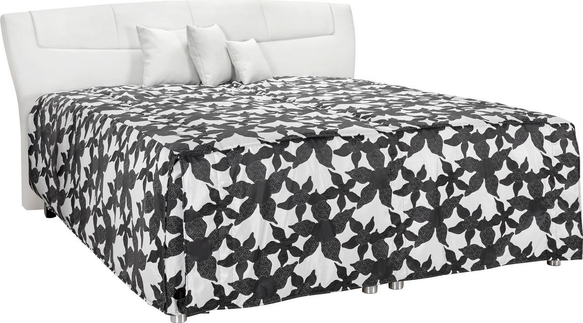 POLSTERBETT 180/200 cm,  in Schwarz, Weiß, Matratze, gepolstertes Kopfteil, Lattenrost, Bettkasten, Tagesdecke, motorische Verstellbarkeit, H2 = mittel  - Silberfarben/Schwarz, KONVENTIONELL, Textil/Metall (180/200cm) - Esposa