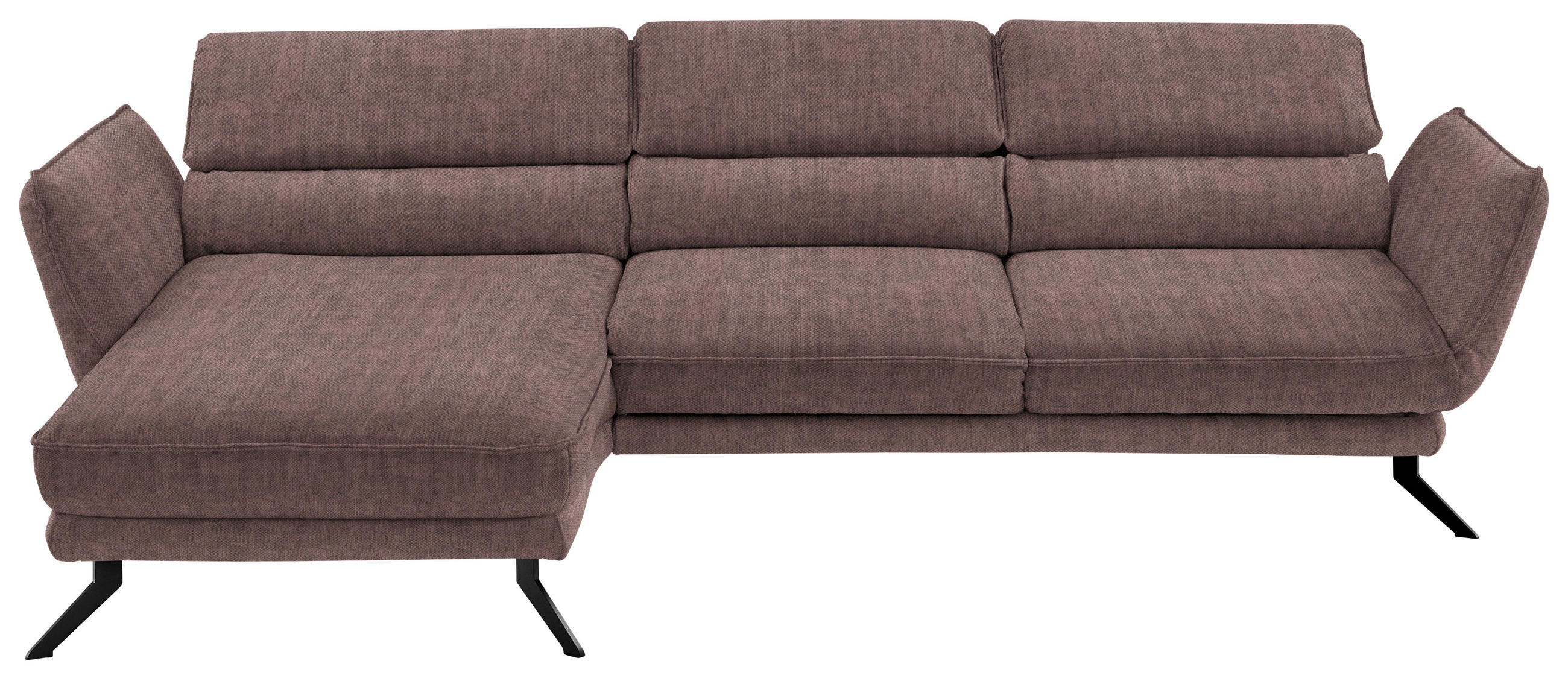 ECKSOFA in Velours Braun  - Schwarz/Braun, Design, Textil/Metall (153/283cm) - Valdera