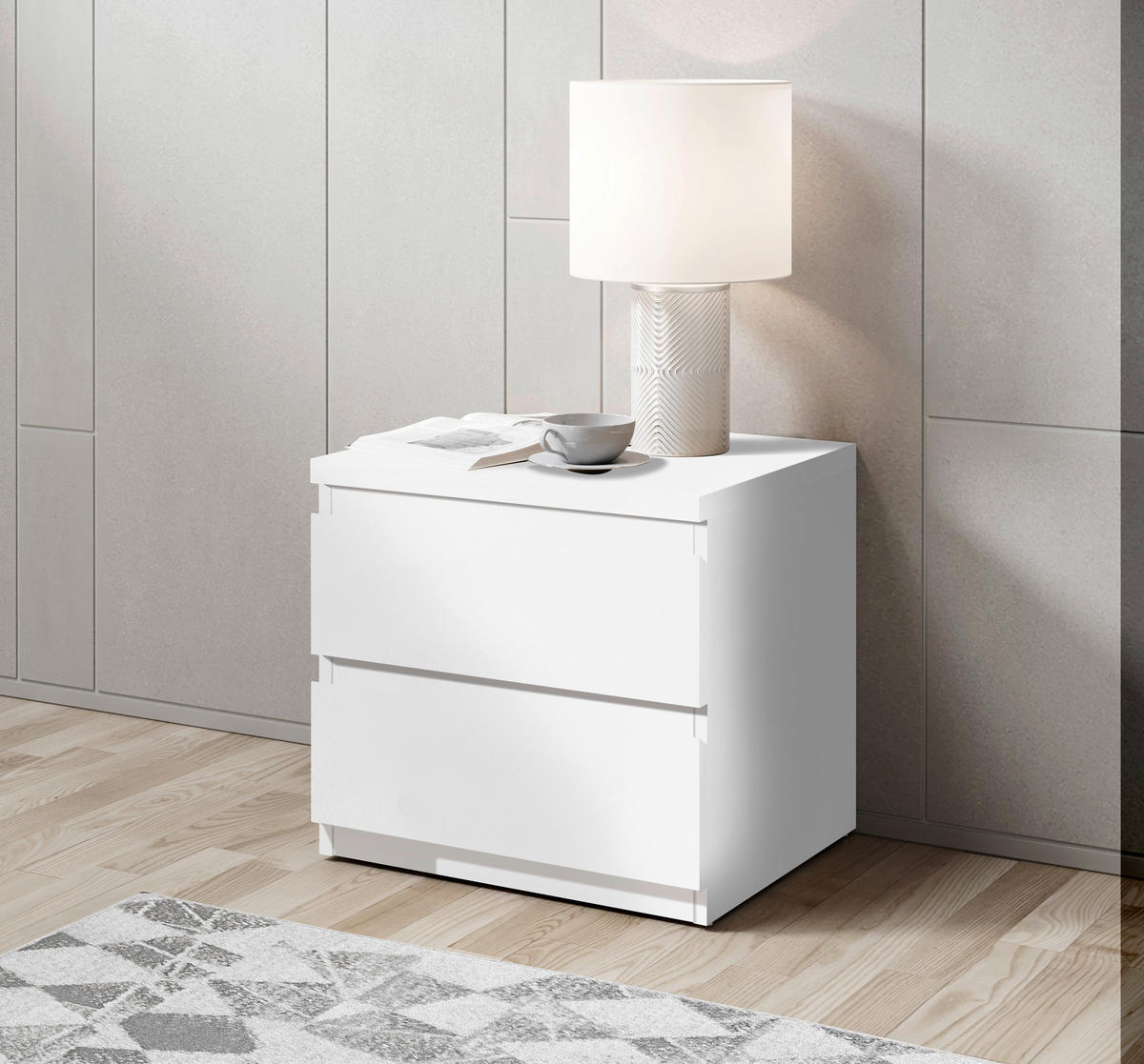 NOĆNI STOČIĆ bela  - bela/crna, Osnovno, pločasti materijal/plastika (45/43,6/38cm) - Carryhome