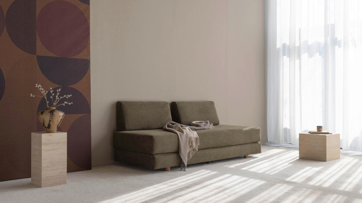 SCHLAFSOFA Flachgewebe Grün  - Eichefarben/Grün, Design, Holz/Textil (200/82/80cm) - Niels Andersson