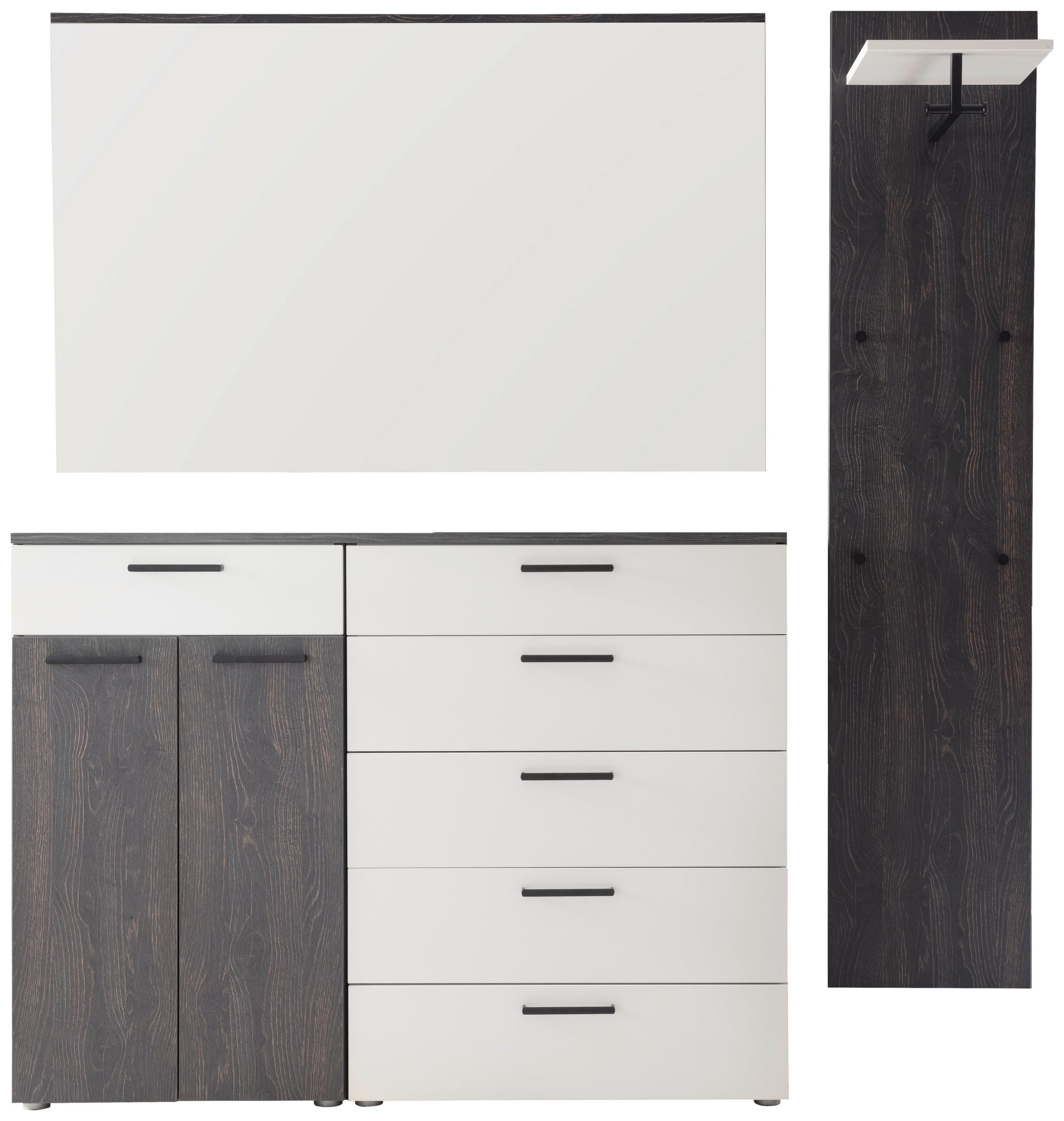 GARDEROBE 3-teilig in 190/200/38 cm - Eichefarben/Weiß, KONVENTIONELL, Holzwerkstoff (190/200/38cm) - Moderano