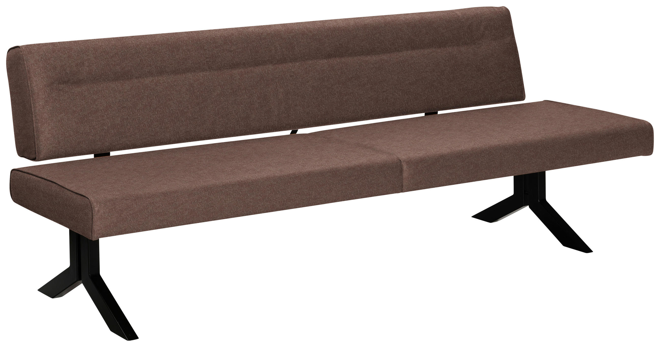 SITZBANK 220/87/70-86 cm Lederlook (vegan) Hellbraun - Hellbraun/Schwarz, KONVENTIONELL, Textil/Metall (220/87/70-86cm) - Moderano