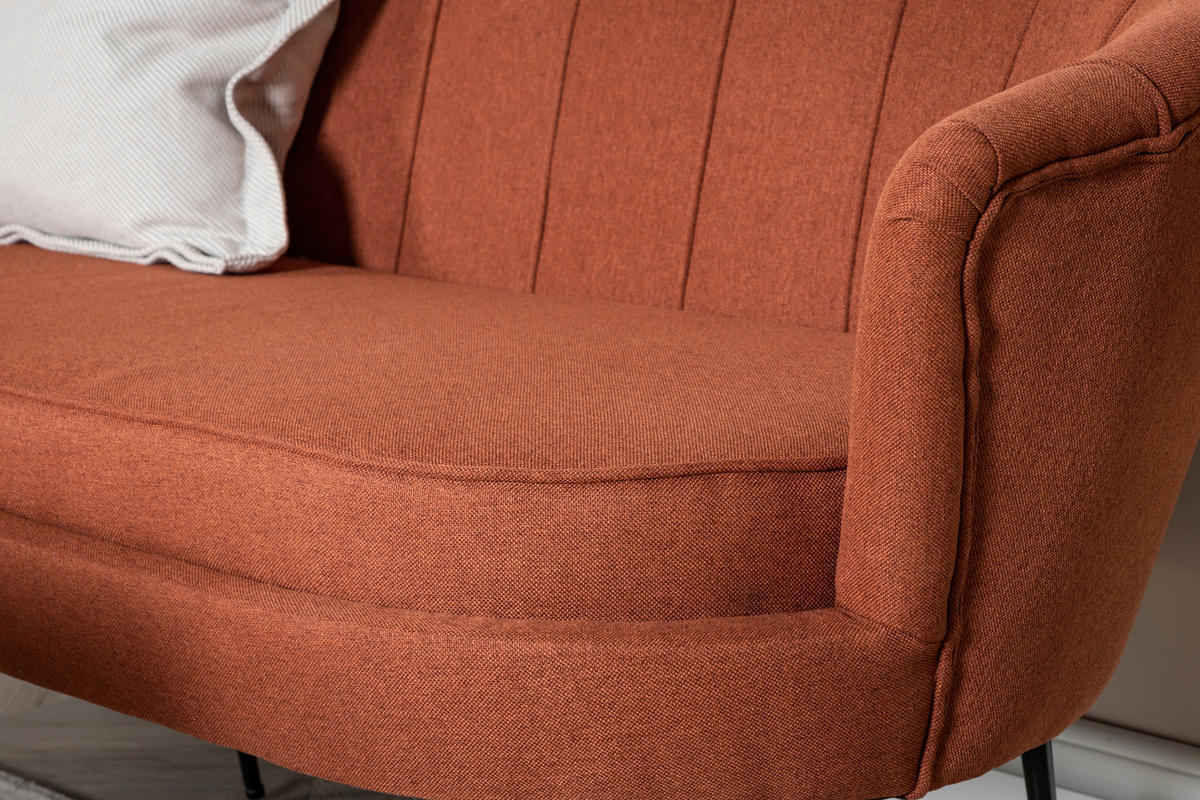 2-SITZER-SOFA in Textilgeflecht Schwarz, Rostfarben  - Rostfarben/Schwarz, Design, Textil/Metall (180/78.5/78cm) - Livetastic