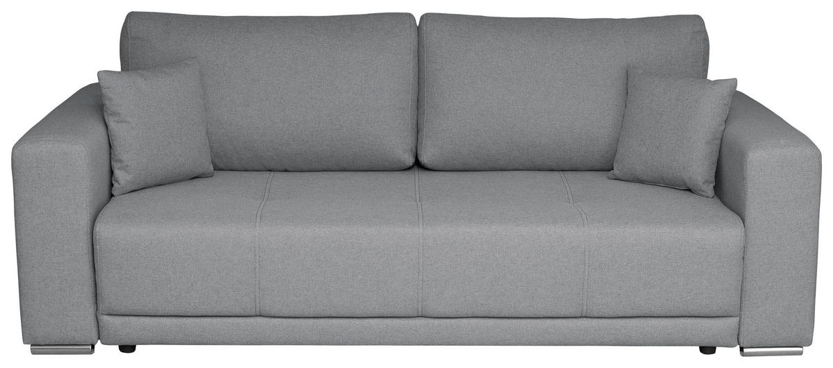 SCHLAFSOFA in Struktur Grau  - Chromfarben/Schwarz, Design, Kunststoff/Textil (238/77/108cm) - P & B