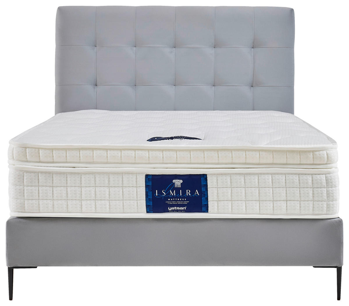 BOXSPRINGBETT 140/200 cm  in Hellgrau  - Hellgrau/Schwarz, MODERN, Holzwerkstoff/Textil (140/200cm) - MID.YOU