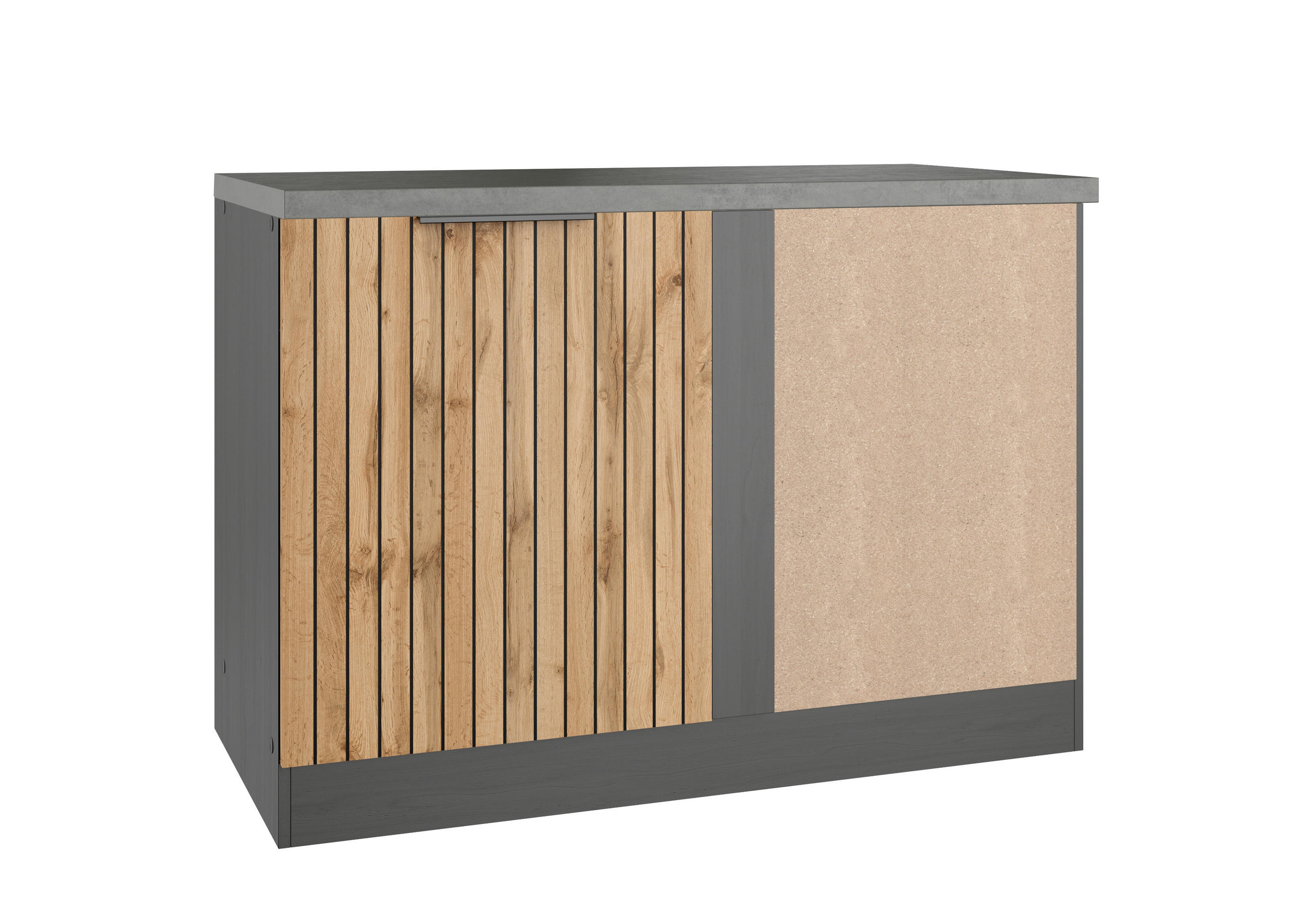ECKUNTERSCHRANK 120/86/60 cm  - Schieferfarben/Eiche Wotan, Basics, Holzwerkstoff/Metall (120/86/60cm) - Held