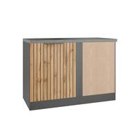 HÖRNBÄNKSKÅP 120/86/60 cm  i grafitfärgad, ek Wotan  - ek Wotan/grafitfärgad, Basics, metall/trämaterial (120/86/60cm) - Held