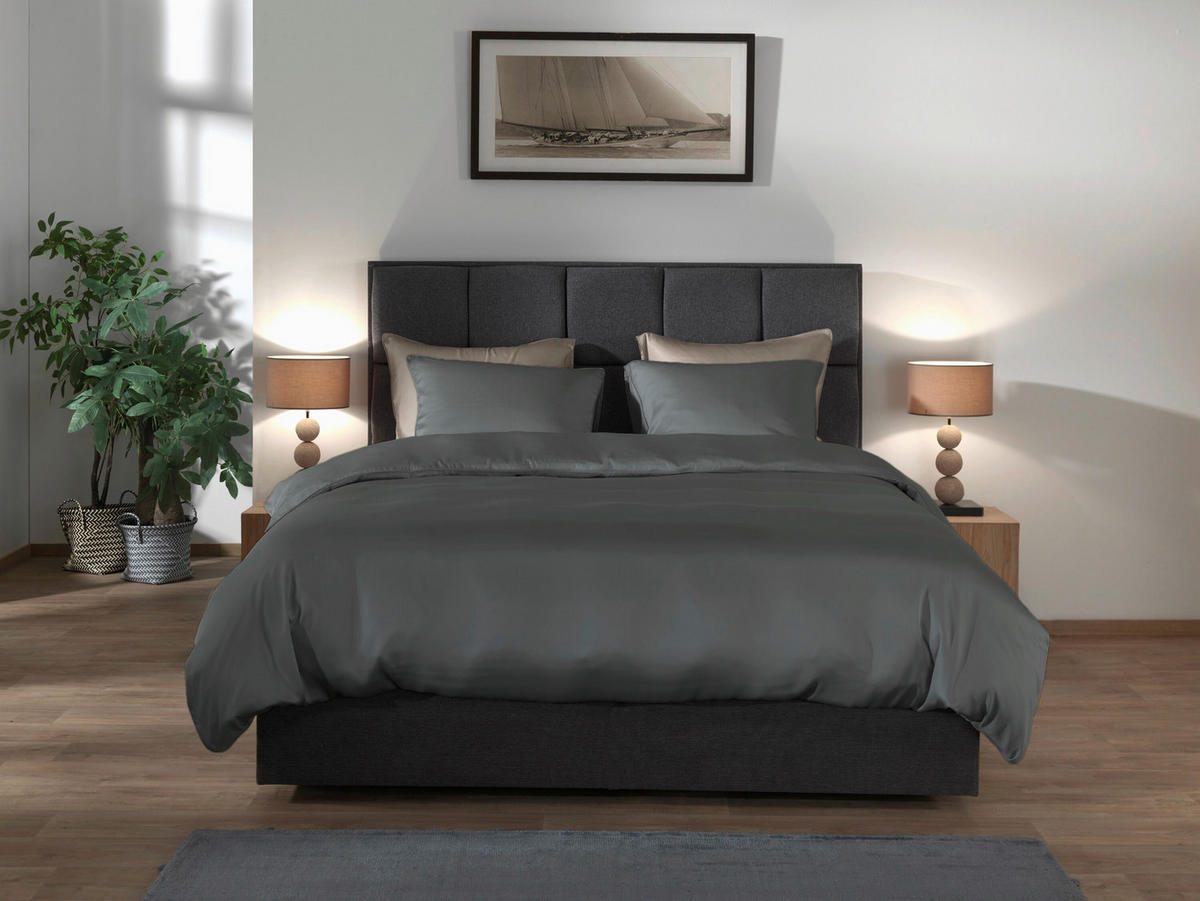 BETTWÄSCHE 2-teilig Suite-New-York Makosatin 135/200 cm  - Dunkelgrau, Basics, Textil (135/200cm)